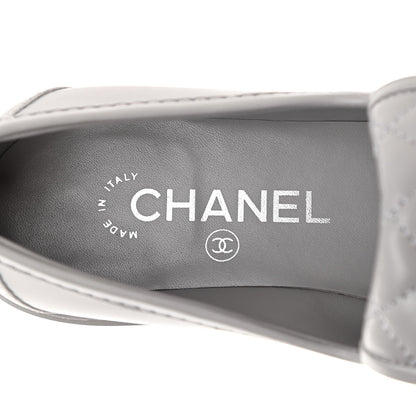 Chanel Lambskin Quilted CC Turnlock Loafers 37 Grey 7 of 9