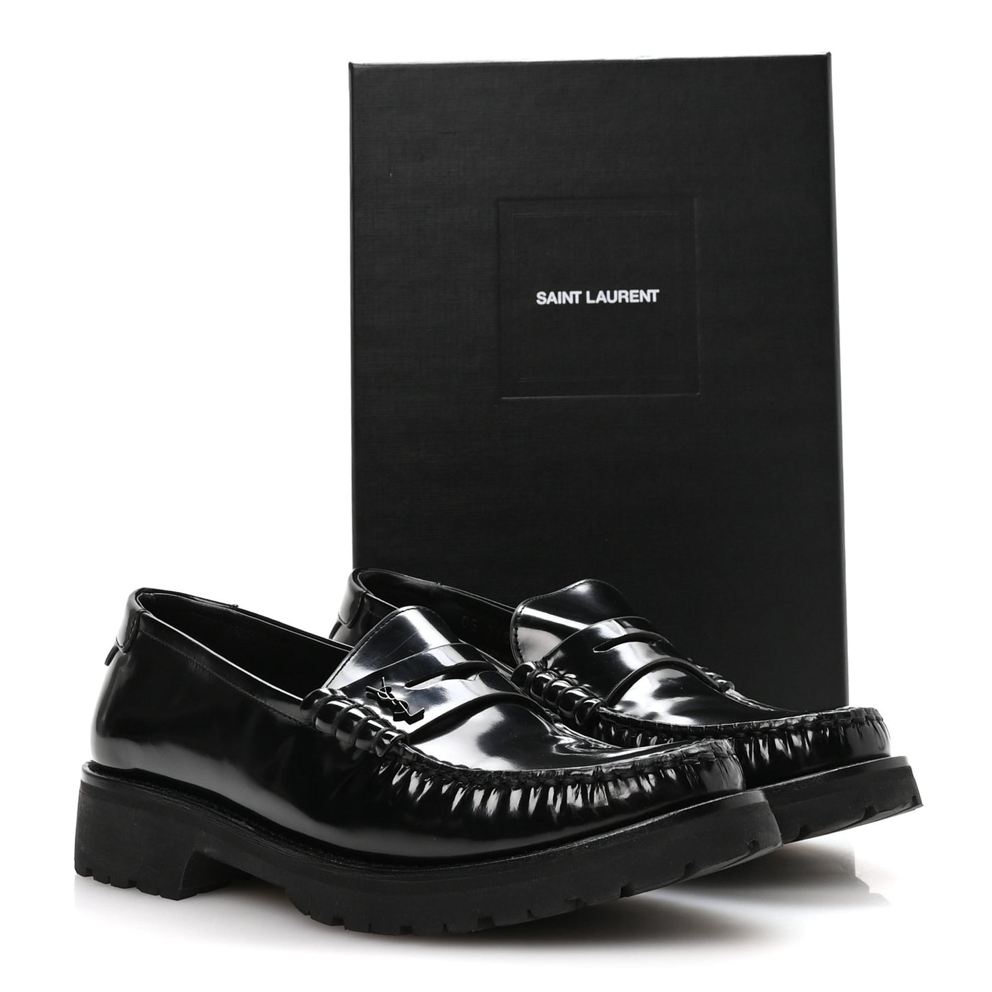 Glazed Calfskin Le Loafer 15 Penny Slippers 39 Black