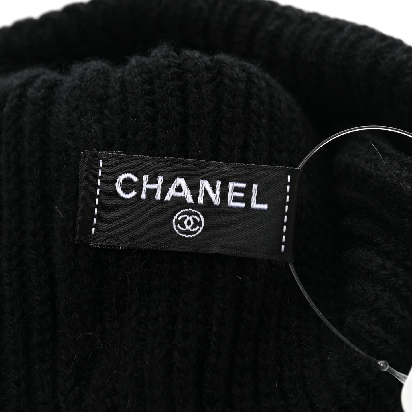 Cashmere Logo Beanie Hat Black White