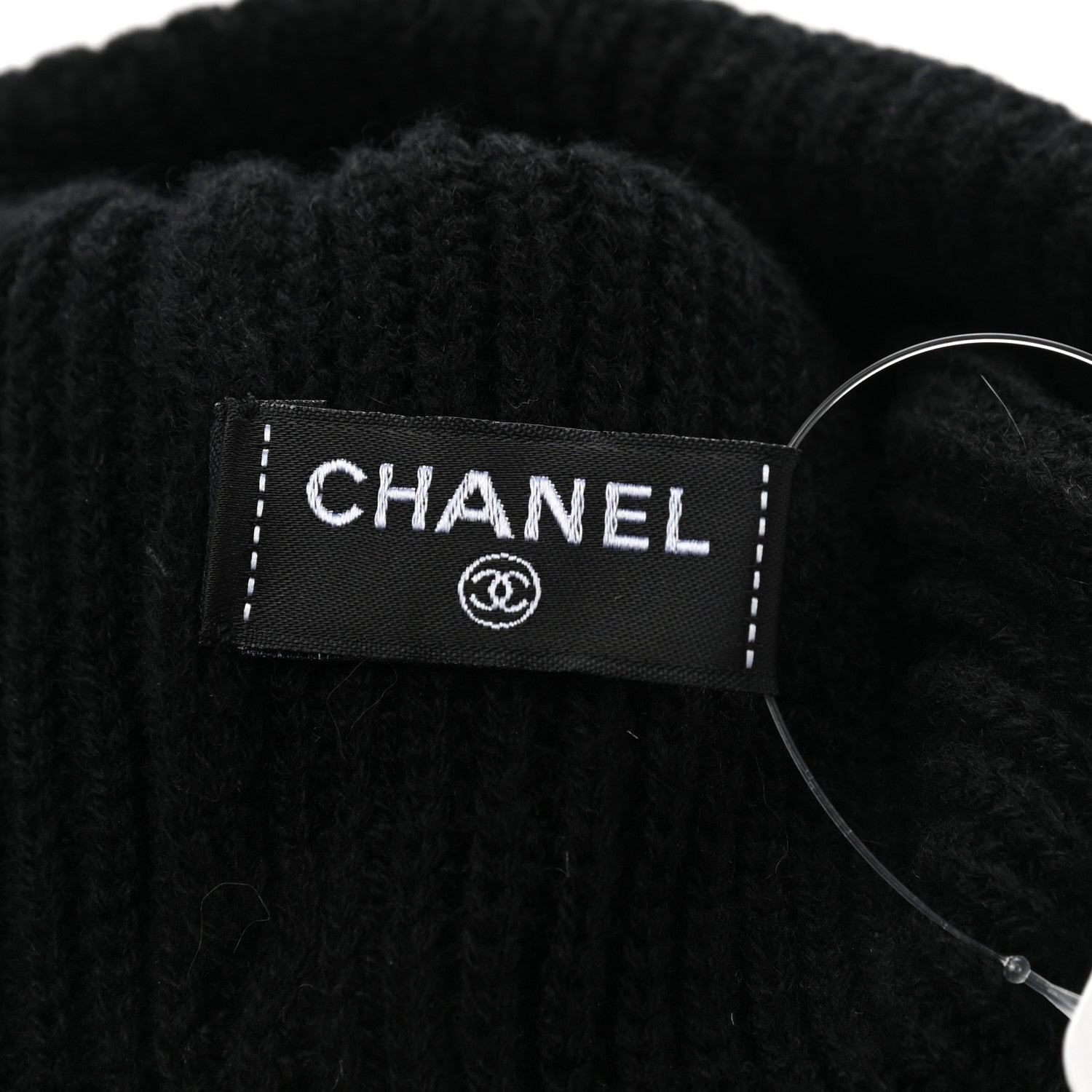 Chanel Cashmere Logo Beanie Hat Black White 4 of 5
