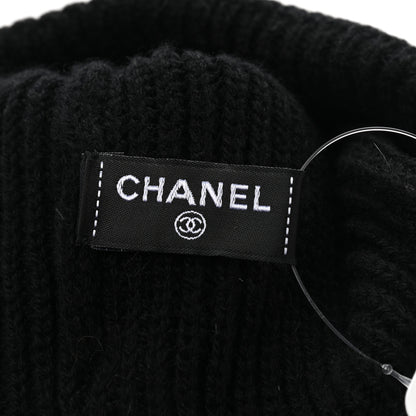 Chanel Cashmere Logo Beanie Hat Black White 4 of 5