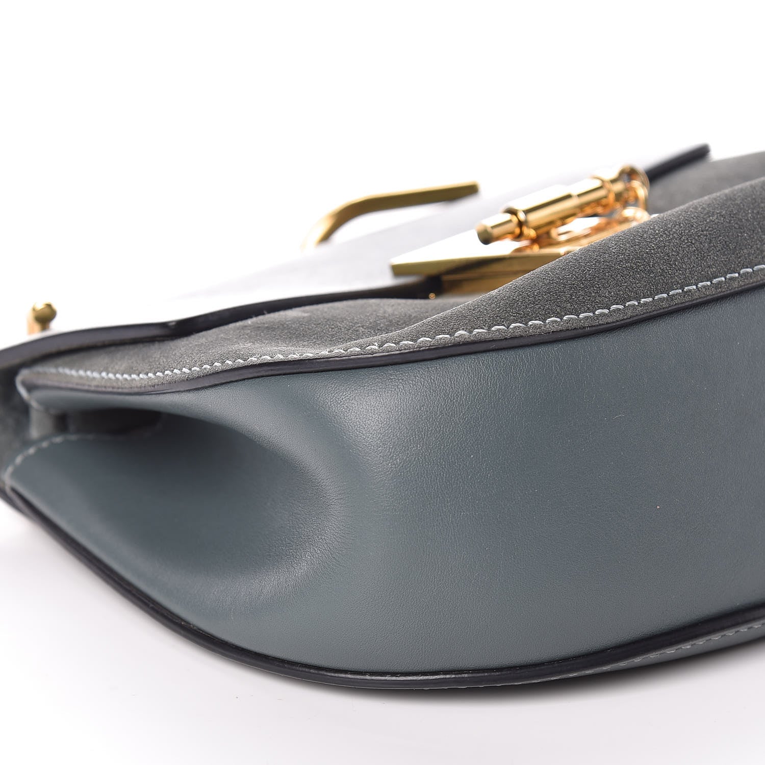 Chloe Suede Smooth Calfskin Mini Drew Shoulder Bag Cloudy Blue 8 of 12