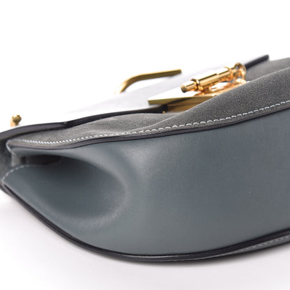 Chloe Suede Smooth Calfskin Mini Drew Shoulder Bag Cloudy Blue 8 of 12
