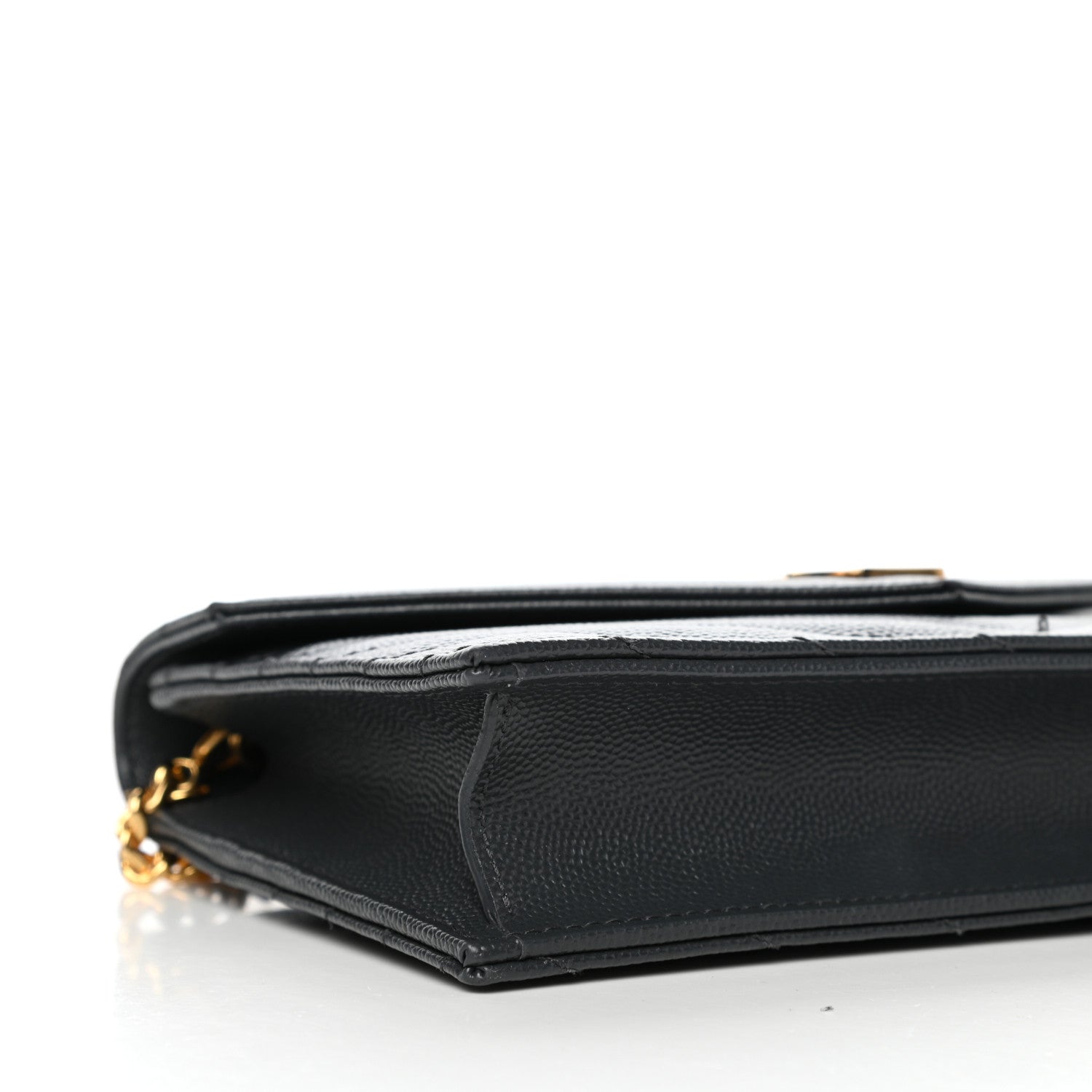 Saint Laurent Grain De Poudre Matelasse Chevron Monogram Envelope Chain Wallet Dark Smog 7 of 11