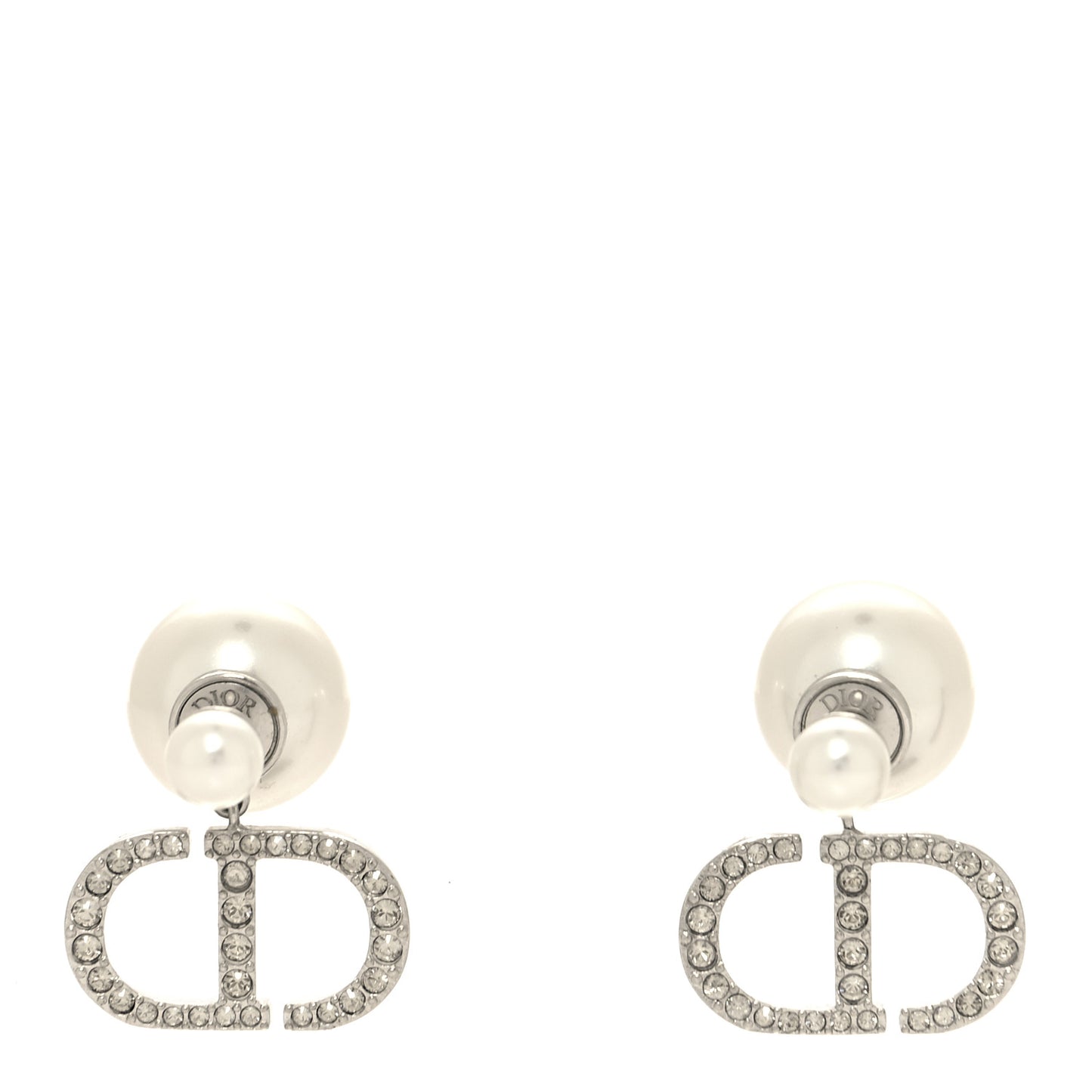 Pearl Crystal Tribal CD Drop Earrings Silver
