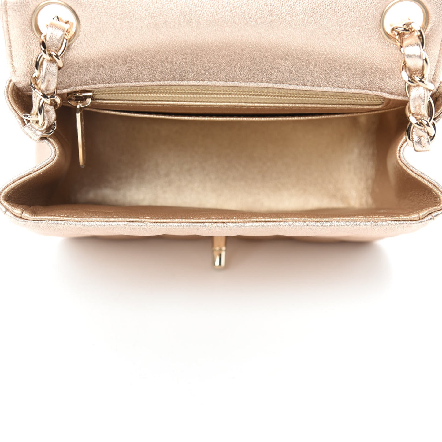 Metallic Lambskin Quilted Mini Square Flap Gold