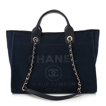 Chanel Mixed Fibers Small Deauville Tote Navy 1 of 12