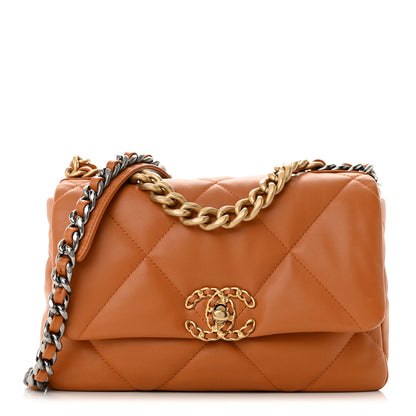 Chanel Lambskin Quilted Medium Chanel 19 Flap Light Brown 1 of 11