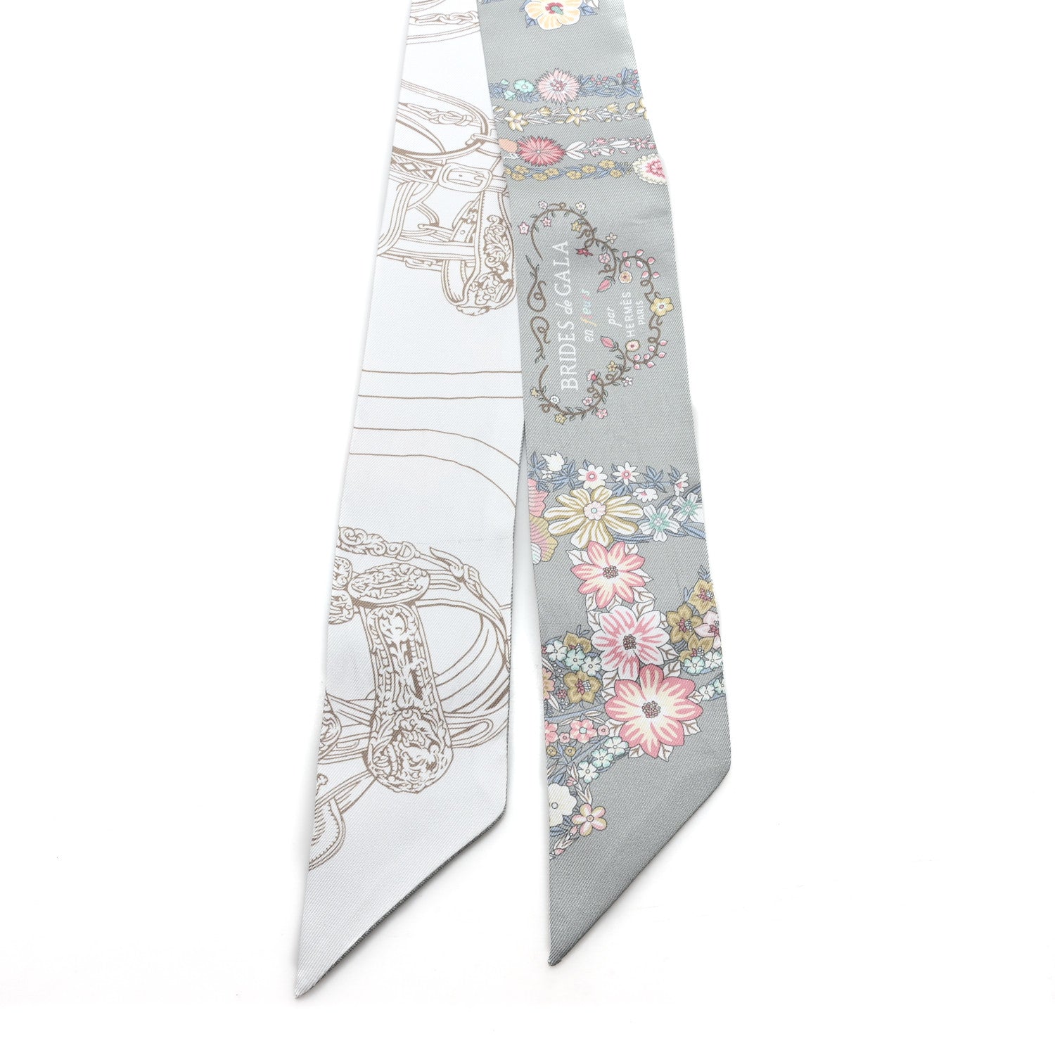 Hermes Silk Brides De Gala En Fleurs Twilly Vert Amande Rose