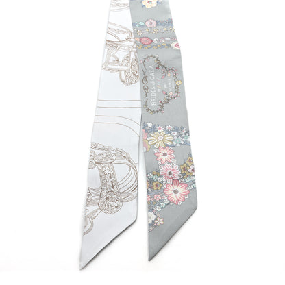 Hermes Silk Brides De Gala En Fleurs Twilly Vert Amande Rose 2 of 4