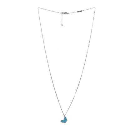 Van Cleef & Arpels 18K White Gold Turquoise Sweet Alhambra Butterfly Pendant Necklace 3 of 7