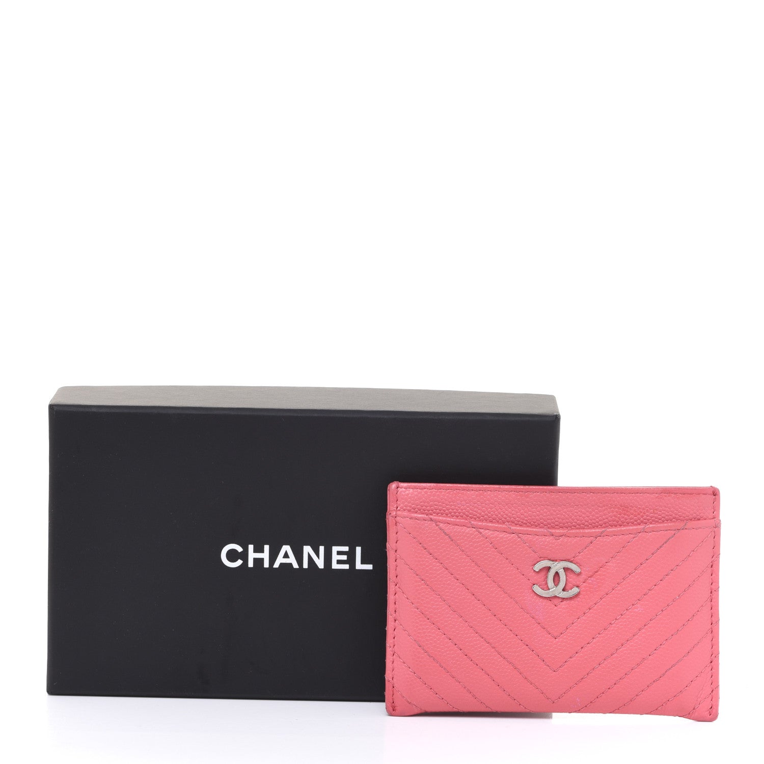Chanel Caviar Chevron Quilted Card Holder Pink 16 of 16