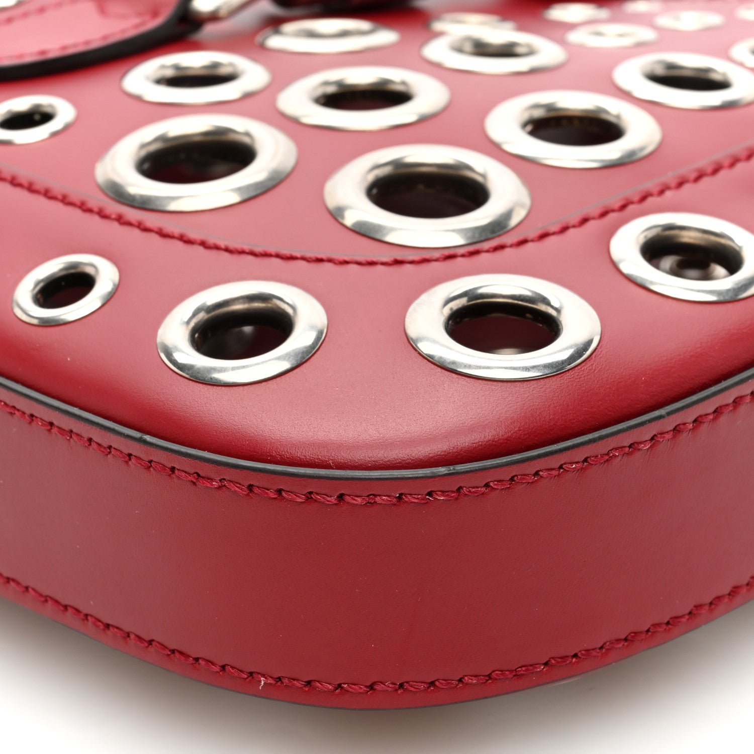 Gucci Calfskin Ha Ha Ha Jackie 1961 Eyelet Hobo Cherry Red 9 of 9