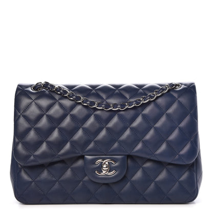 Chanel Lambskin Quilted Jumbo Double Flap Dark Blue 1 of 7
