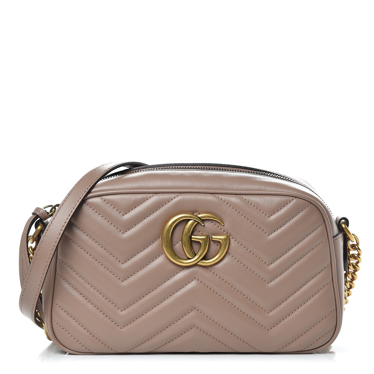 Gucci Calfskin Matelasse Small GG Marmont Chain Shoulder Bag Taupe 1 of 9