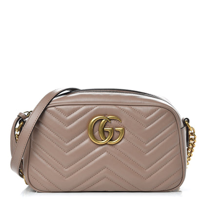 Gucci Calfskin Matelasse Small GG Marmont Chain Shoulder Bag Taupe 1 of 9