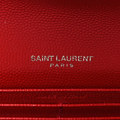 Saint Laurent Grain De Poudre Matelasse Chevron Monogram Flap Wallet Red 6 of 6