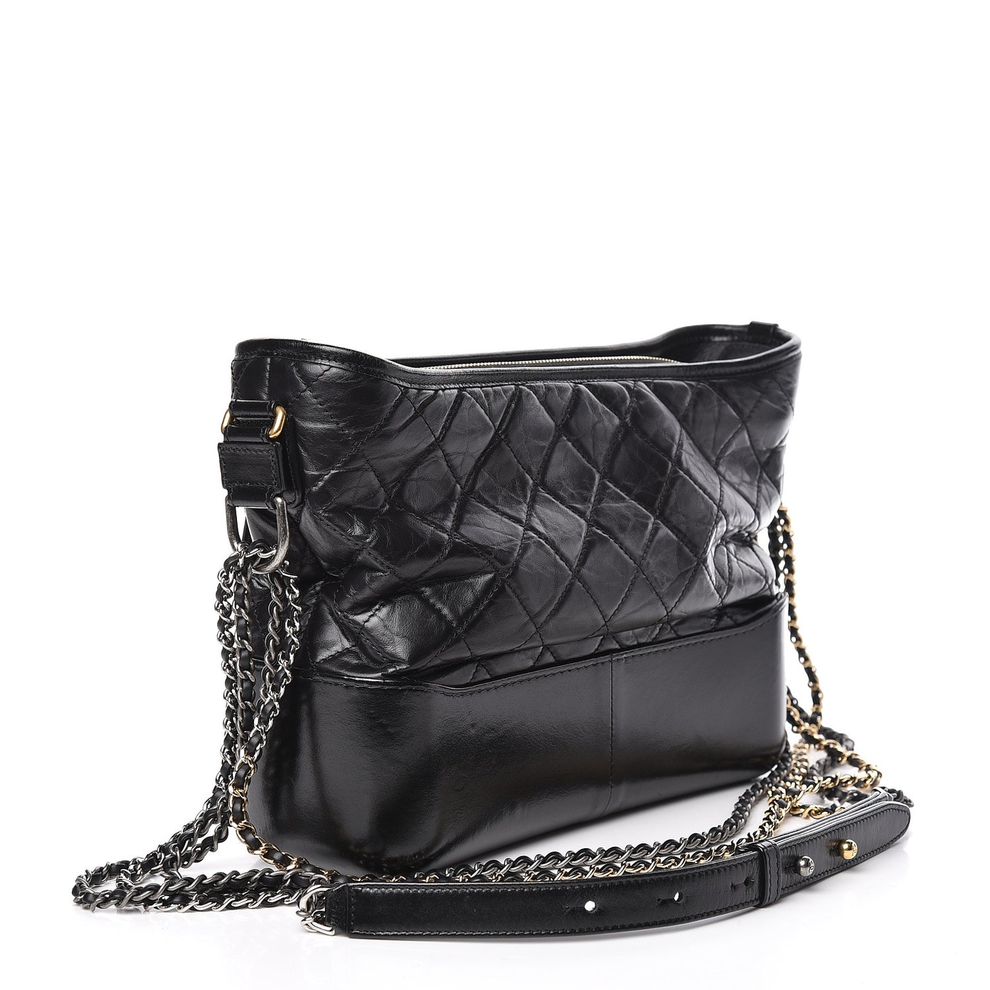 Aged Calfskin Quilted Medium Gabrielle Hobo Black