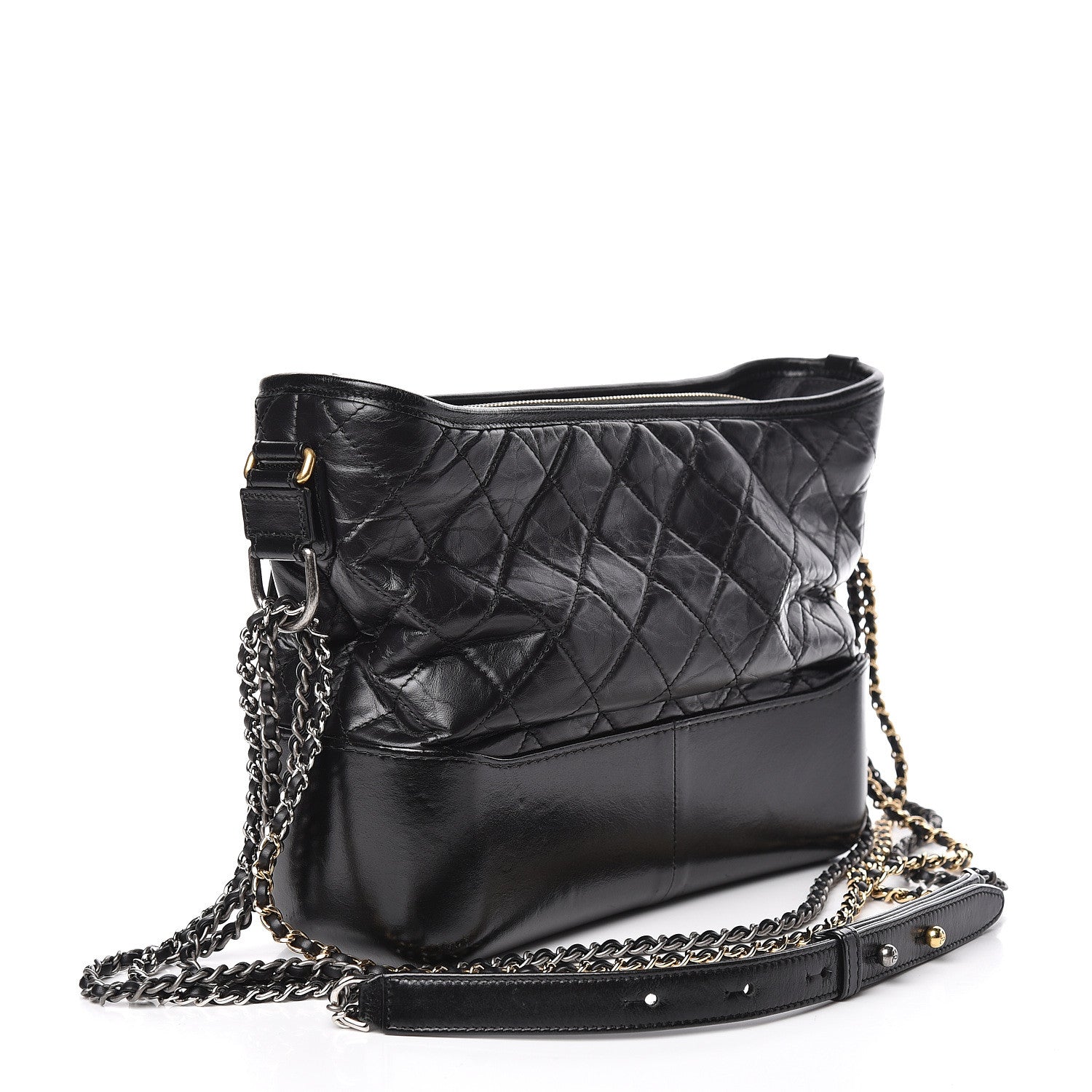 Chanel Aged Calfskin Quilted Medium Gabrielle Hobo Black 3 of 17