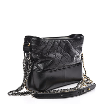 Chanel Aged Calfskin Quilted Medium Gabrielle Hobo Black 3 of 17