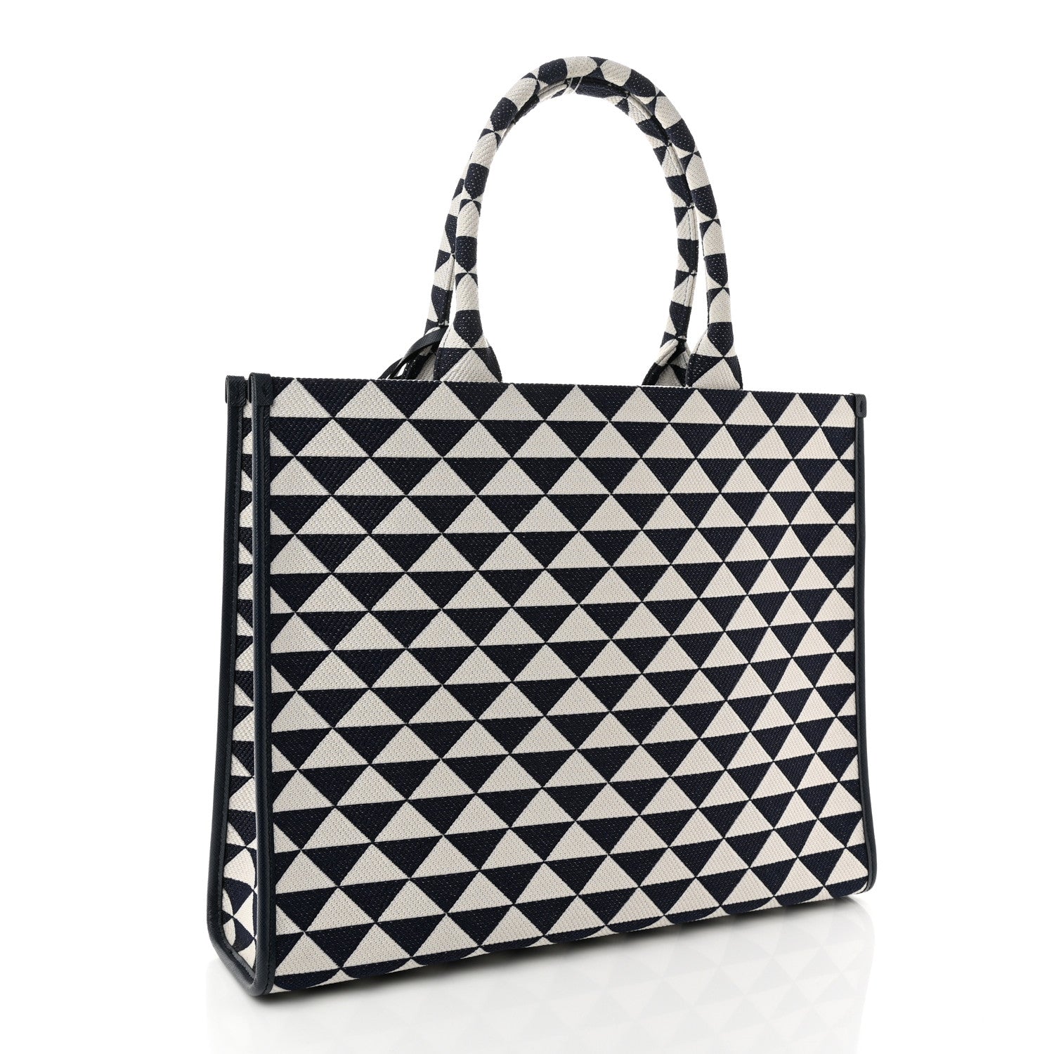 Prada Jacquard Saffiano Triangolo Symbole Embroidered Large Tote Baltico Talco 2 of 9