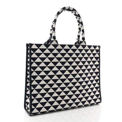 Prada Jacquard Saffiano Triangolo Symbole Embroidered Large Tote Baltico Talco 2 of 9