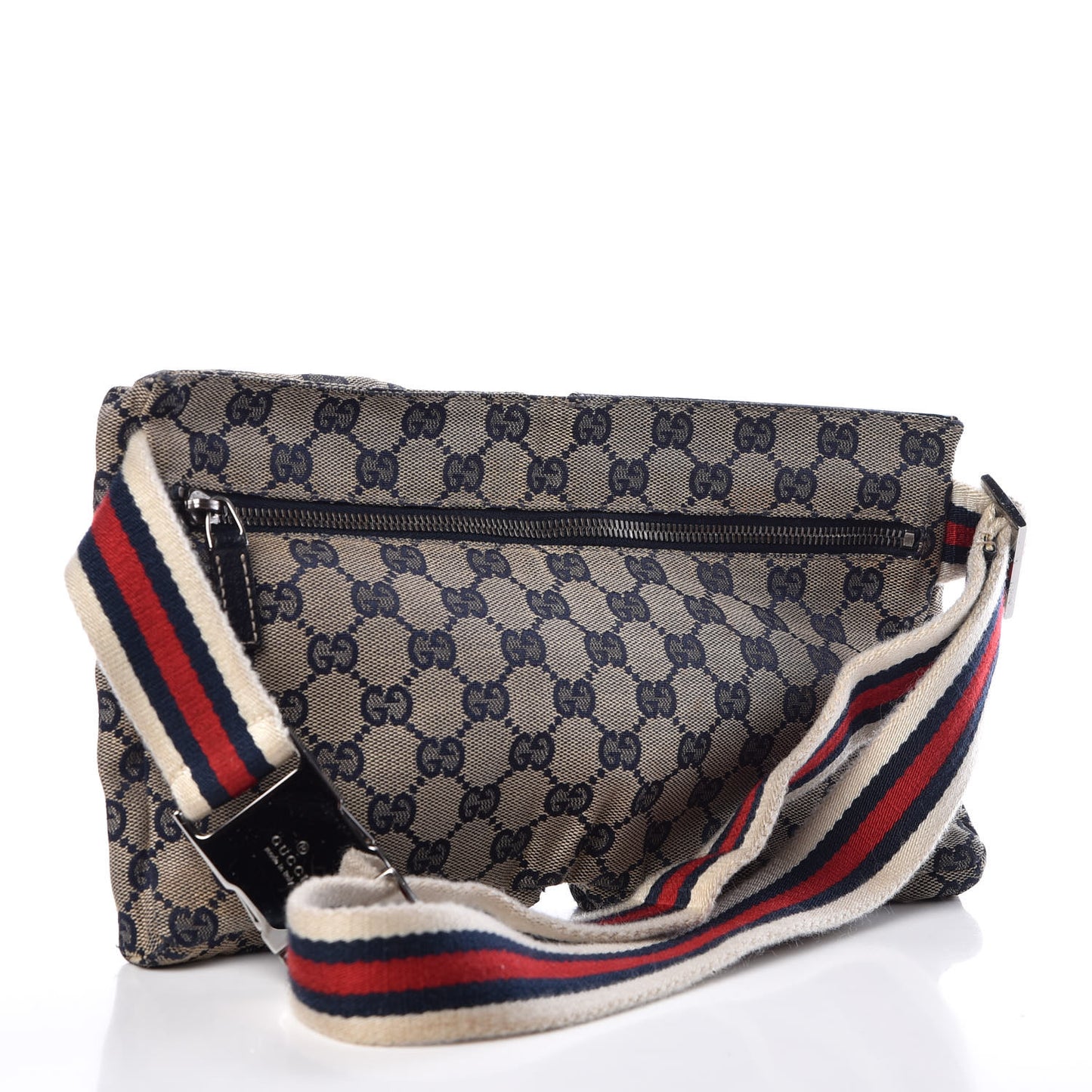 GG Monogram Web Double Pocket Belt Bag Navy