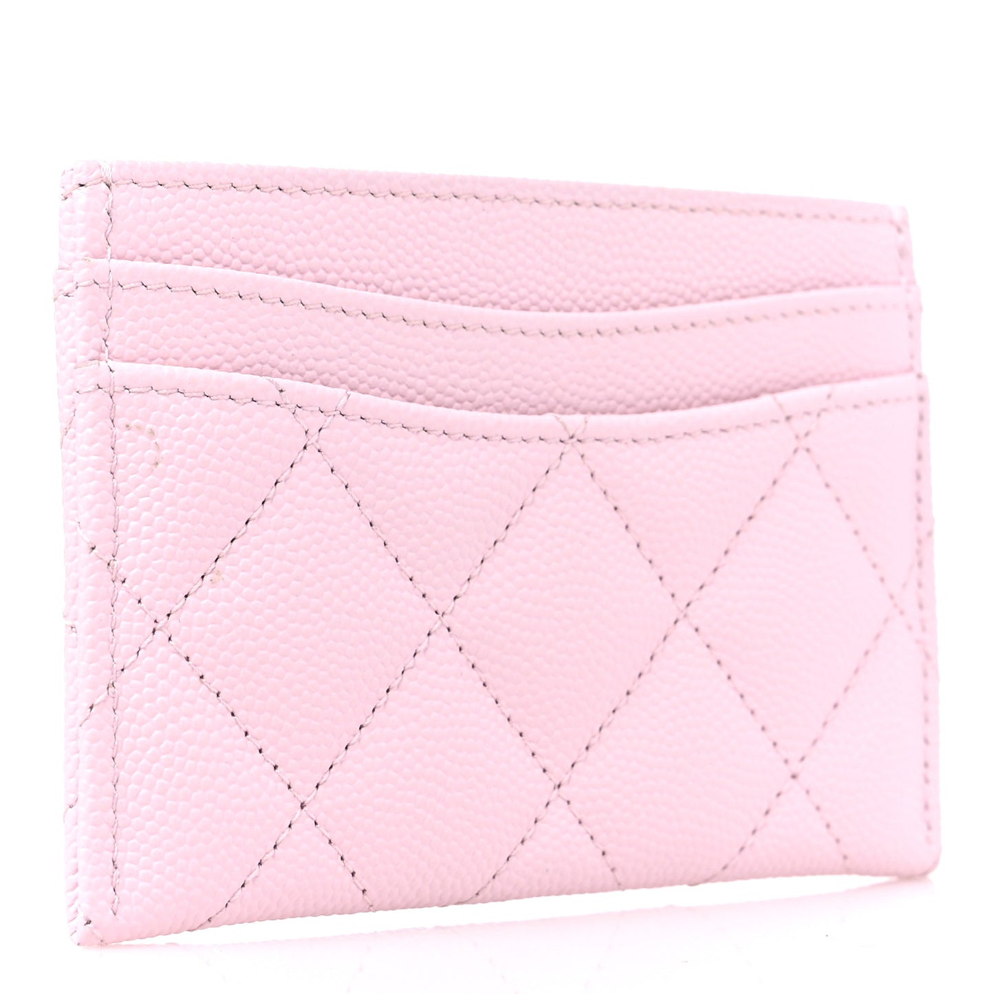 Caviar Quilted Card Holder Light Pink