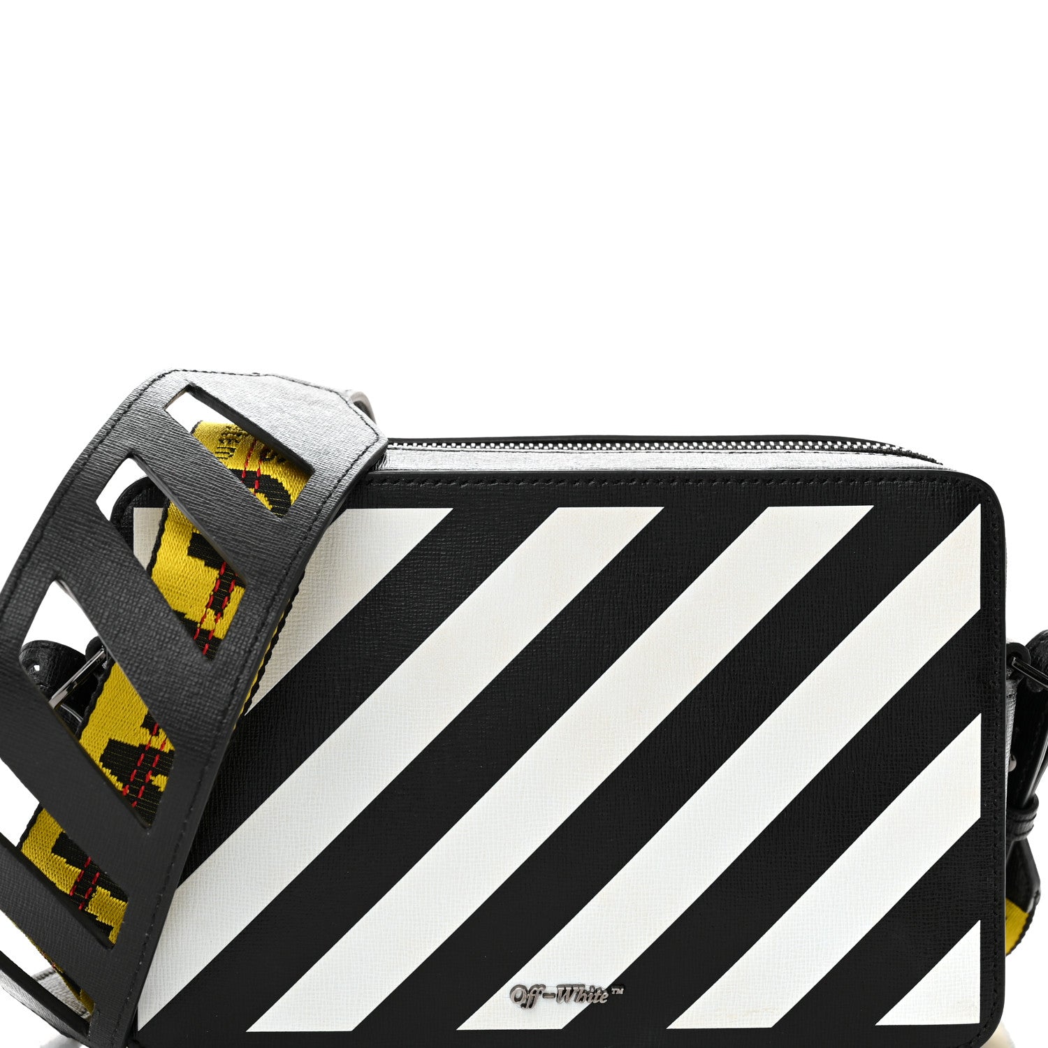 Off-White Saffiano Striped Mini Diag Bag Black White 7 of 10