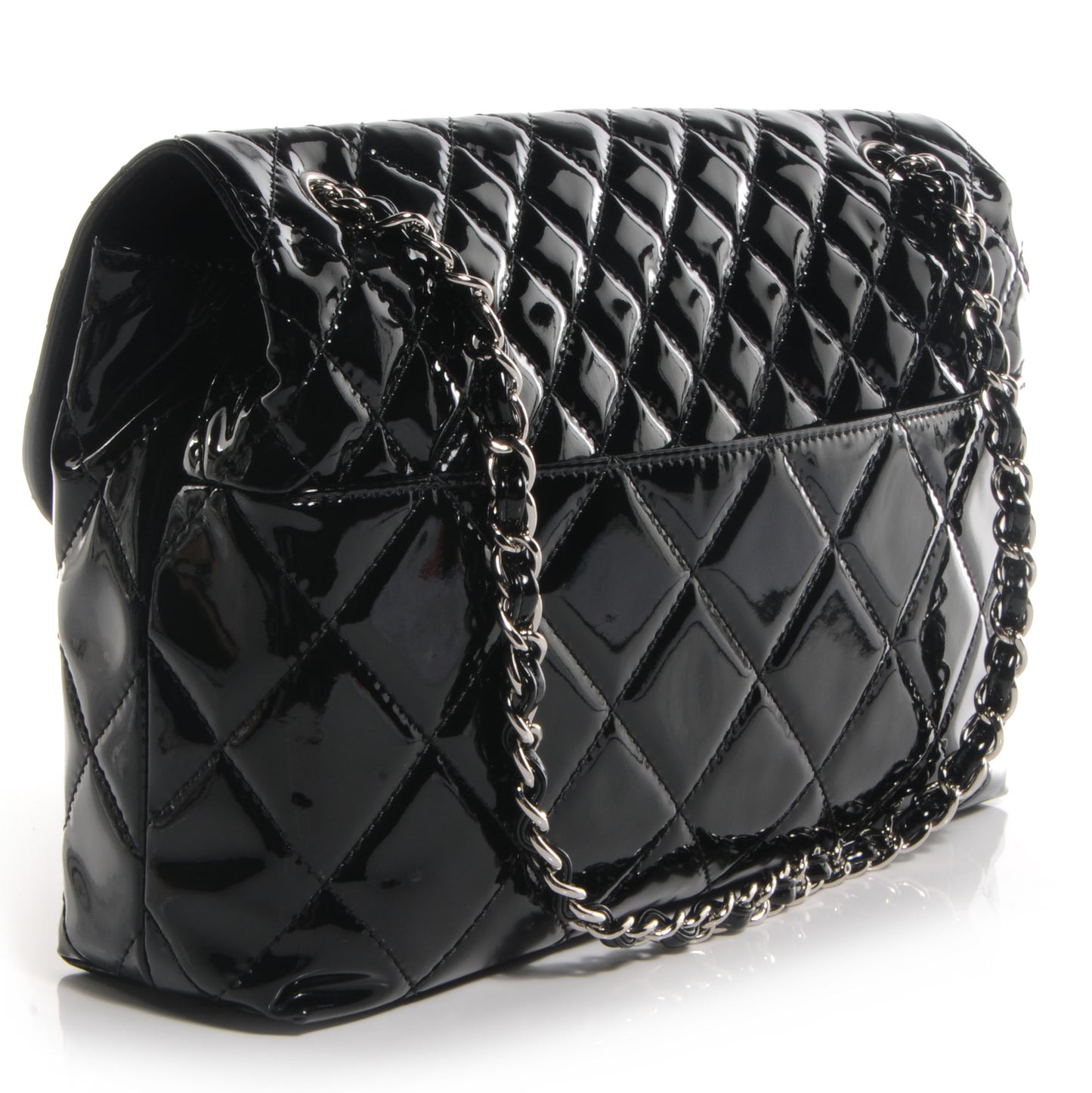 Vinyl Quilted In the Business Flap Bag Black
