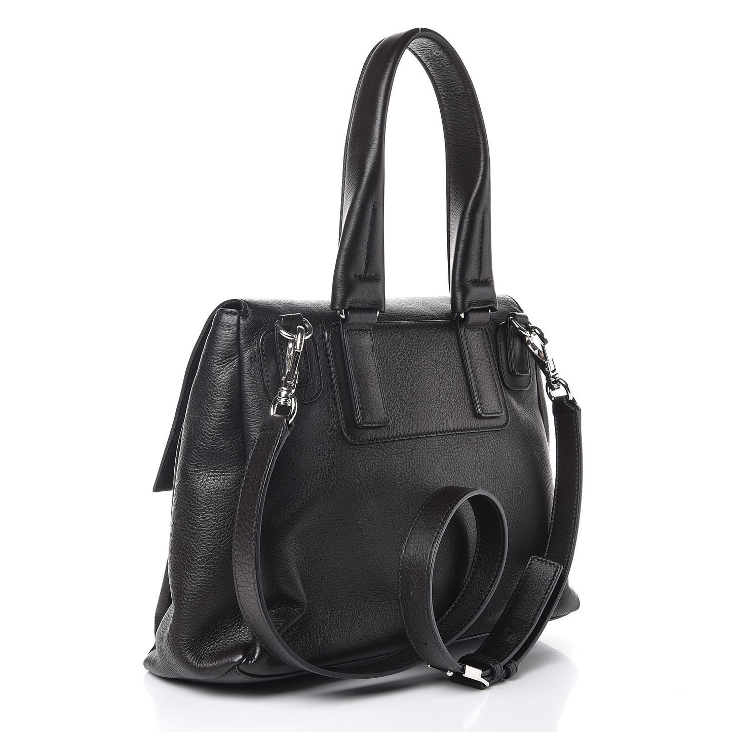 Waxy Grained Calfskin Medium Pandora Pure Flap Bag Black