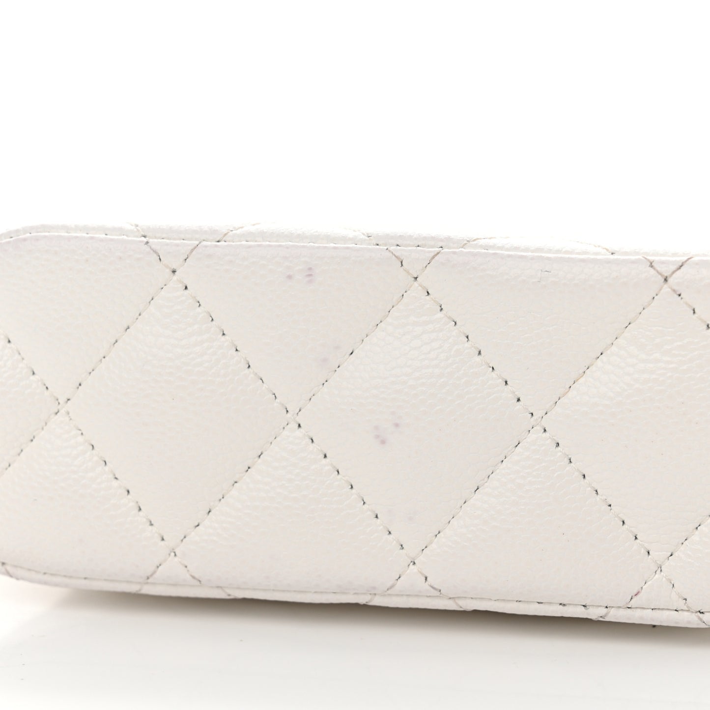 Caviar Quilted Classic Clutch with Chain White
