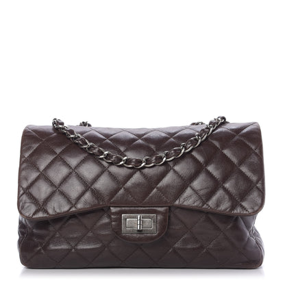 Chanel Washed Lambskin Quilted Jumbo Hybrid Reissue Flap Dark Brown 1 of 10