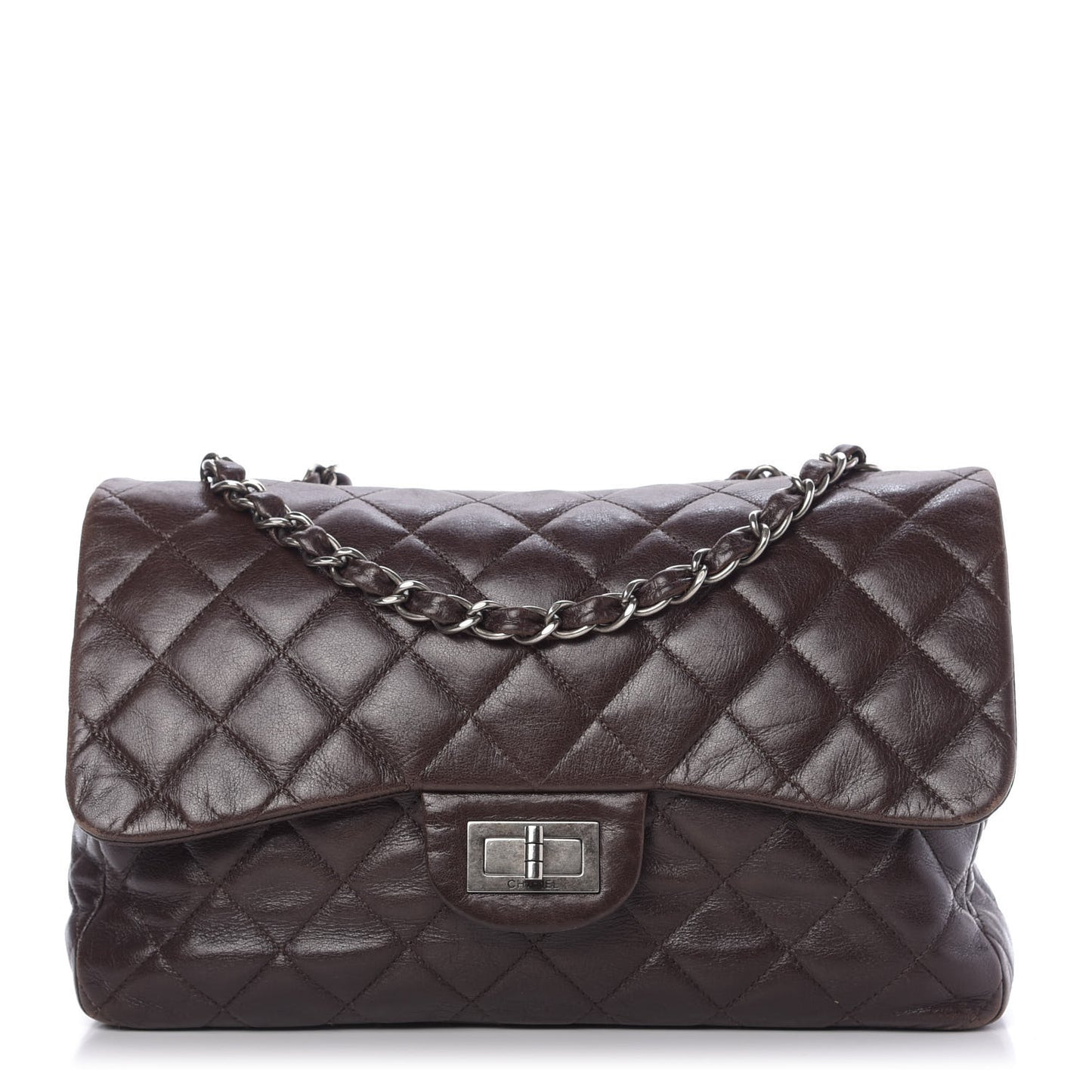 Washed Lambskin Quilted Jumbo Hybrid Reissue Flap Dark Brown