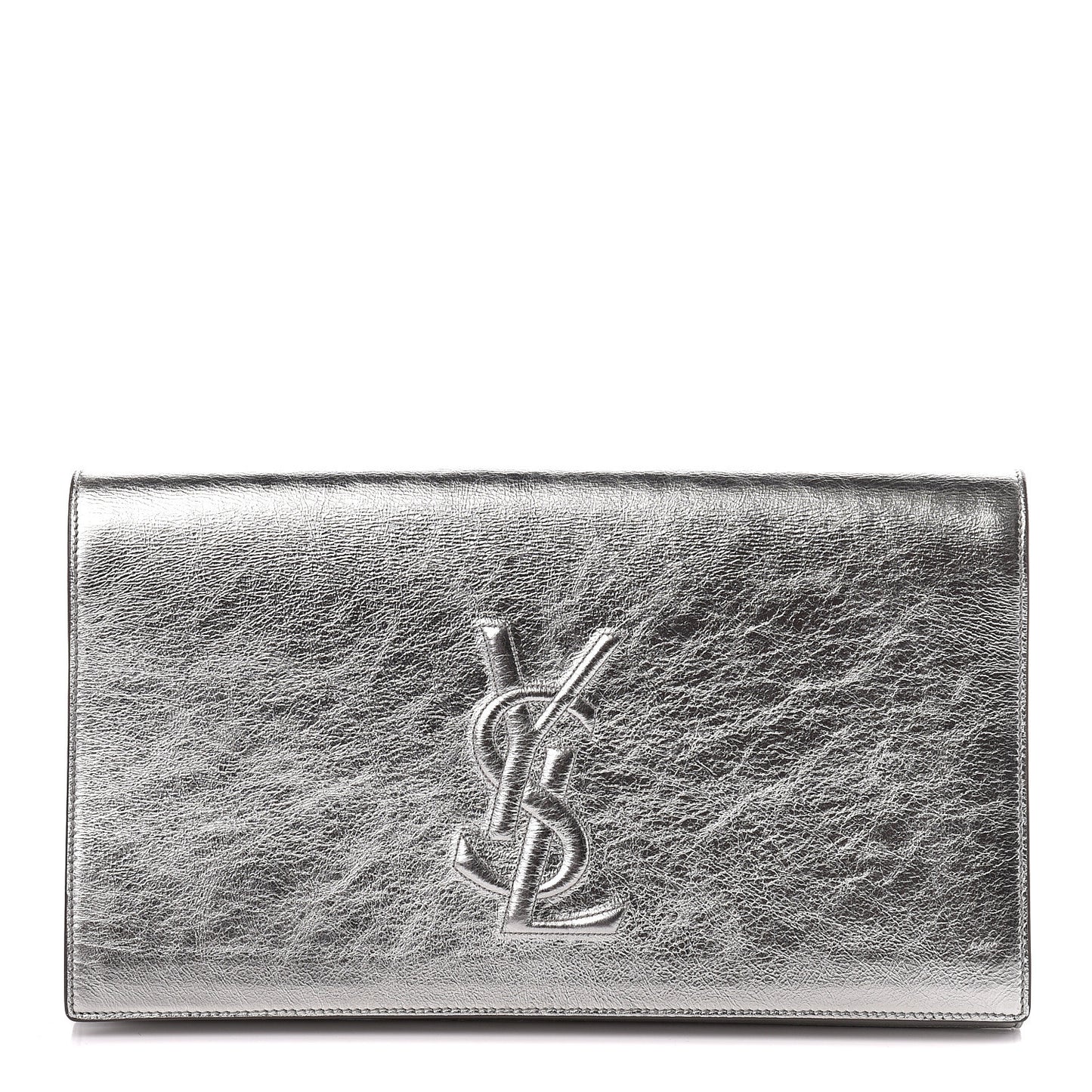 Metallic Calfskin Monogram Large Belle De Jour Clutch Silver