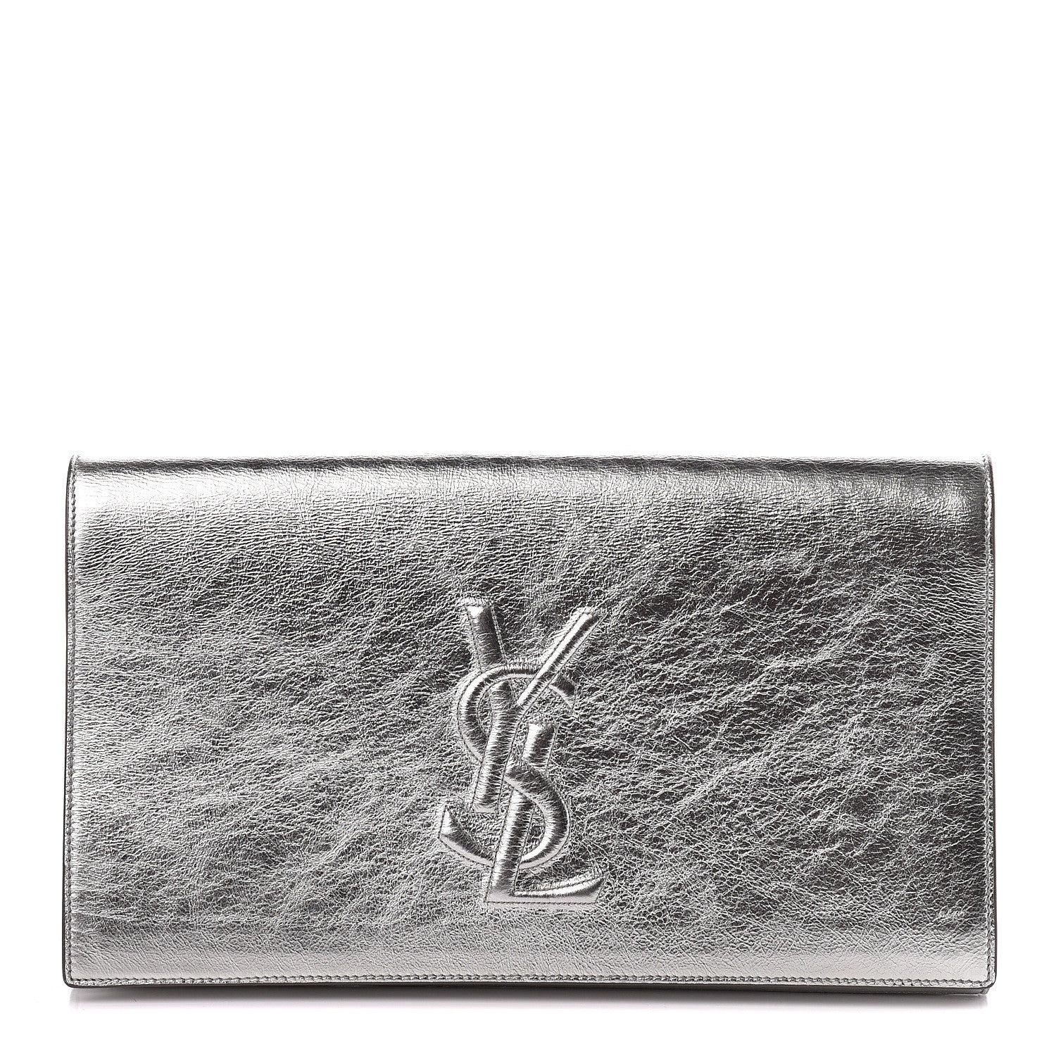 Saint Laurent Metallic Calfskin Monogram Large Belle De Jour Clutch Silver 1 of 9