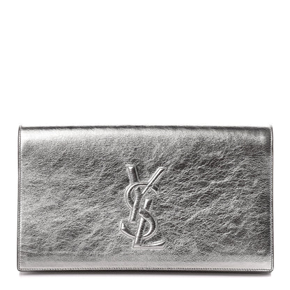 Saint Laurent Metallic Calfskin Monogram Large Belle De Jour Clutch Silver 1 of 9