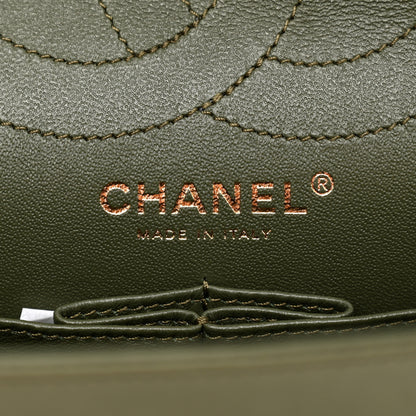 Chanel Metallic Calfskin Chevron Quilted 2.55 Reissue 226 Flap Green 6 of 10