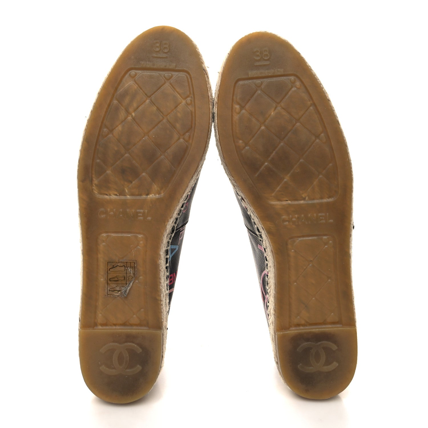 Chanel Lambskin Grosgrain Printed Espadrilles 38 Multicolor Black 5 of 10