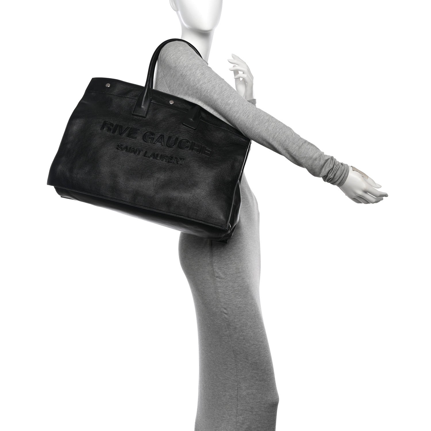 Saint Laurent Vitello Rive Gauche Large Tote Black 2 of 11