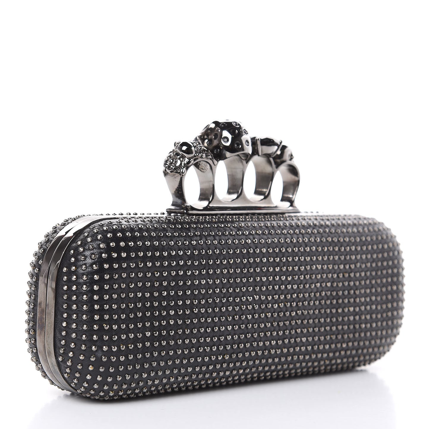 Nappa Studded Knucklebox Clutch Black