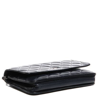 Chanel Lambskin Quilted Wallet On Chain WOC Navy Blue 4 of 9