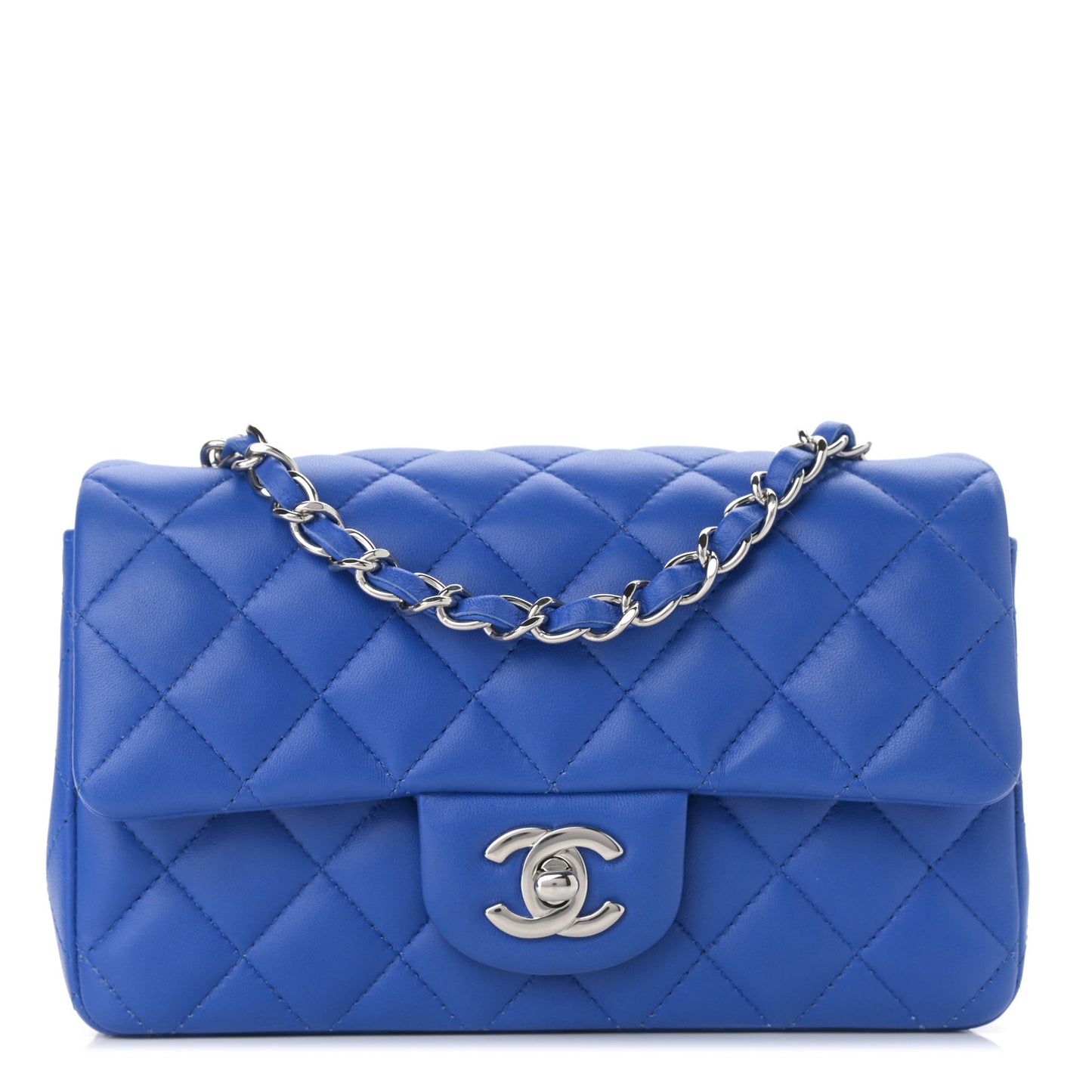 Lambskin Quilted Mini Rectangular Flap Royal Blue