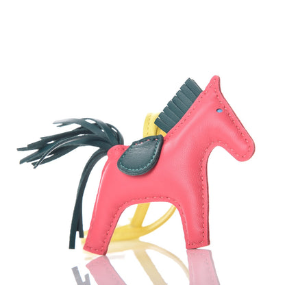 Hermes Milo Lambskin Grigri Rodeo Horse Bag Charm PM Rose Azalee Malachite Lime 3 of 4