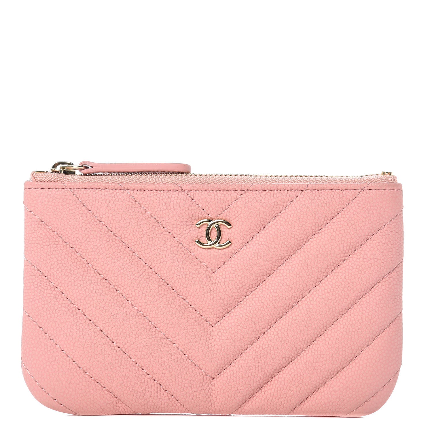 Chanel Caviar Chevron Quilted Small Cosmetic Case Pink 1 of 8