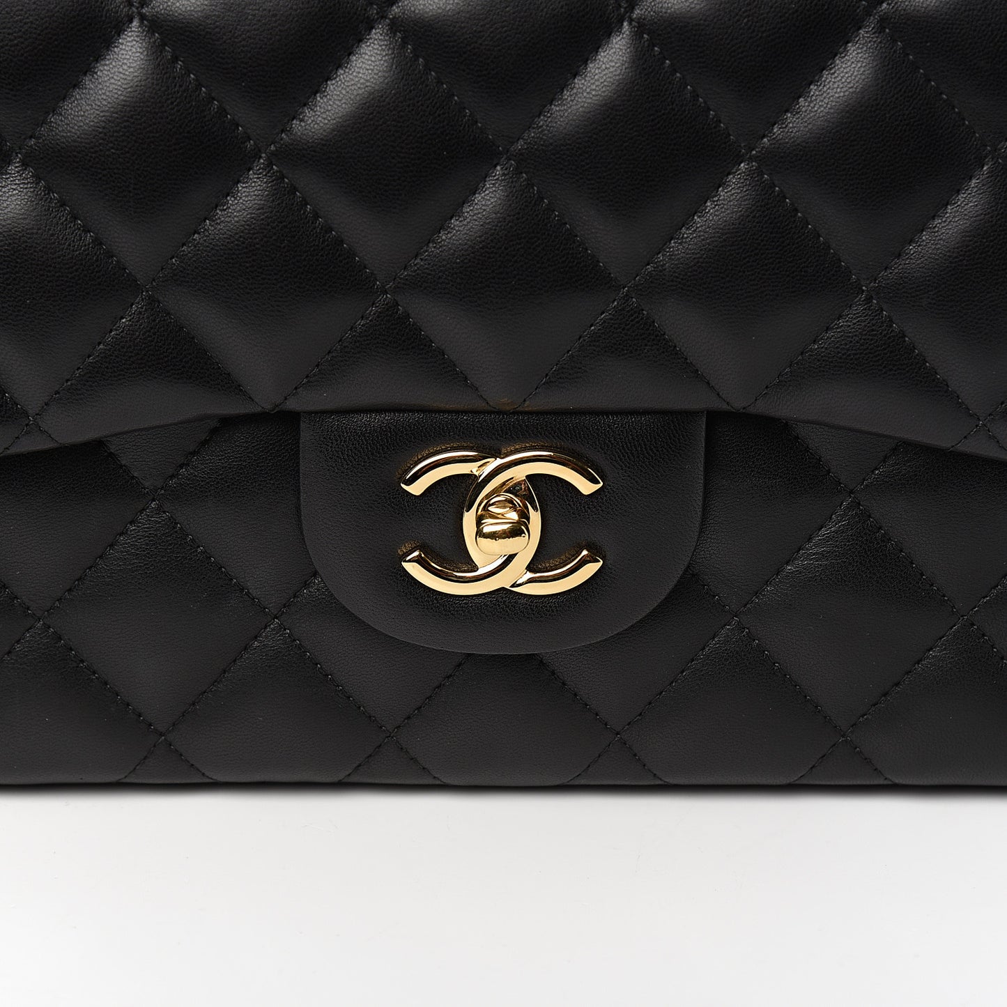 Lambskin Quilted Jumbo Double Flap Black