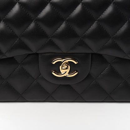 Chanel Lambskin Quilted Jumbo Double Flap Black 9 of 10