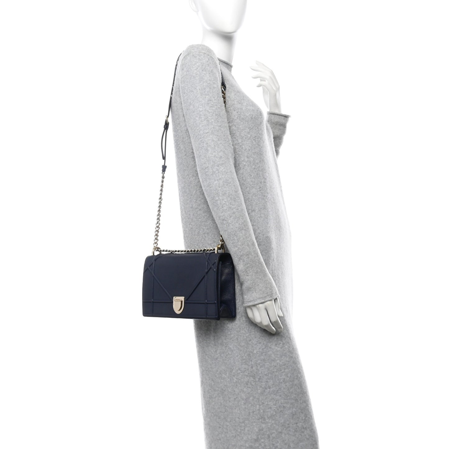 Grained Calfskin Medium Diorama Flap Bag Indigo