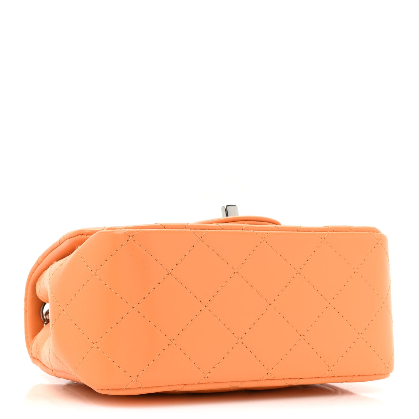 Lambskin Quilted Mini Square Flap Light Orange
