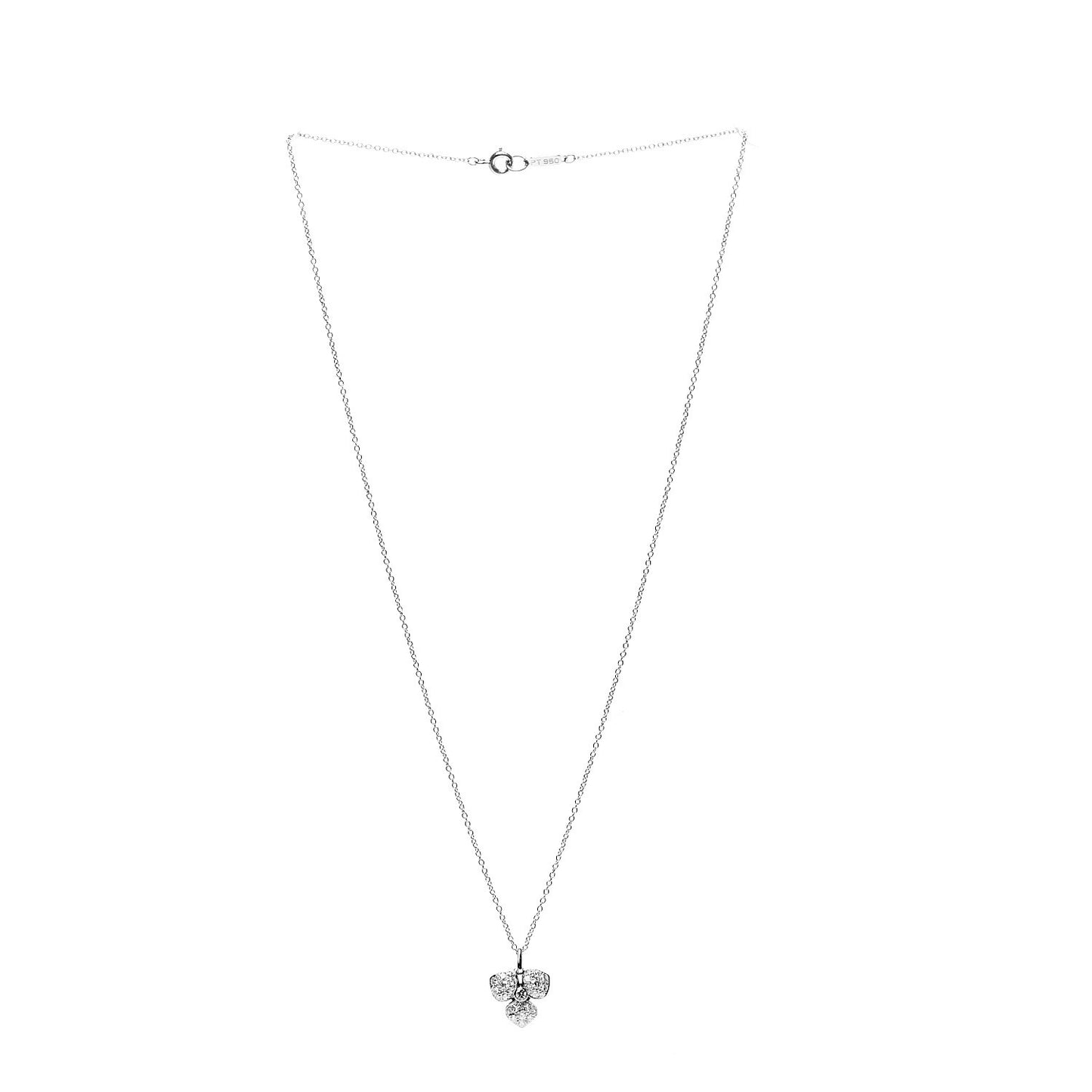 Platinum Diamond Petal Flower Necklace